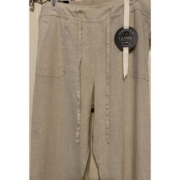 New Charter Club Classic Fit Linen Pull On Drawstring Capri Pants Women’s 12 - Picture 15 of 16